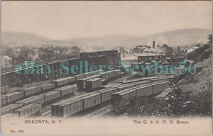 Oneonta NY - VAGONES DE CARBÓN EN D&H RAILROAD SHOP & YARD - Postal - Imagen 1 de 2