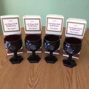4 Vtg Avon 1876 Cape Cod Collection Water Goblets Ruby Red 4.5"H 4oz NIB 1982 - Picture 1 of 11