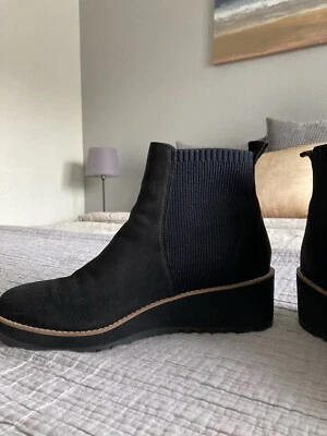 EUC EILEEN FISHER Luv Wedge Bootie Back Suede 11 - Image 1 of 4