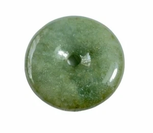 Certified Grade A 100% Natural Green Jade Donut Pendant 28mm 8.40g Good Luck - Foto 1 di 9