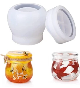 Moldes de frasco para fundición de resina - frasco de pudín con tapa molde de silicona hágalo usted mismo artesanía - Imagen 1 de 6