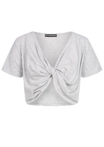 Camisa mujer violeta cropped Top Twist frontal corte corto gris claro N19056430 - Imagen 1 de 2