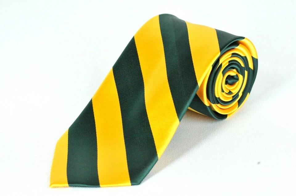 Corbata a rayas universitaria Lord R Colton - Corbata verde perenne y dorada - $95 venta al por menor nueva Foto 1 de 1