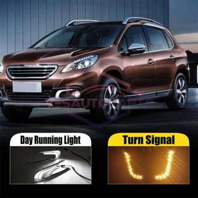 Par de luces de circulación diurna LED antiniebla DRL aptas para Peugeot 2008 2014-2016 Foto 1 de 4
