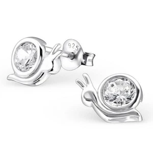 Schnecke 925 Sterlingsilber klar CZ Ohrstecker Ohrringe Schmuck - Bild 1 von 1