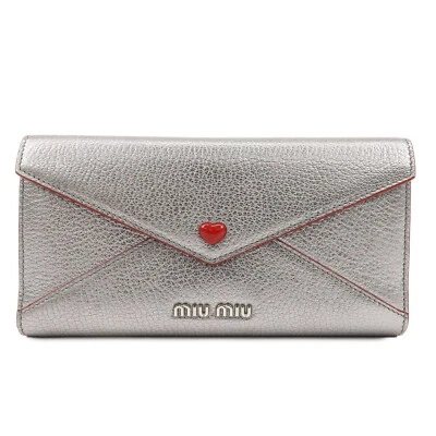 MIU MIU MADRAS LOVE Gancho Letra de Amor Cartera Larga Cuero 5MH013 Auténtico Usado Foto 1 de 4