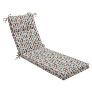 21 x 28.5 Outdoor Chaise Lounge Cushion in Blue/Green Color Tabs Primaries - Picture 1 of 4