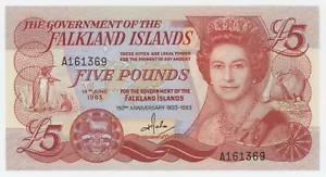 Falkland Islands 5 Pounds 1983 P 12 UNC Uncirculated Banknote Conmemorative R69 - Picture 1 of 2