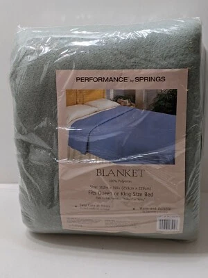 Cobertor lacrado vintage NOS Performance por Springs Queen/ King Green Sage 102x90" EUA - Imagem 1 de 4