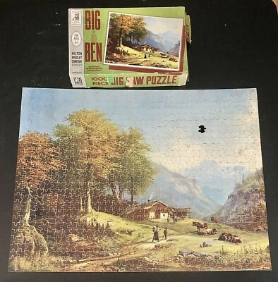 Rompecabezas Big Ben vintage años 60 1000 piezas hogar en los Alpes faltan 2 piezas Foto 1 de 4