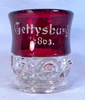 Royal Toothpick Holder Ruby Stain Gettysburg 1863 Sunken Bull's Eye Co-ops EAPG - Image 1 of 4