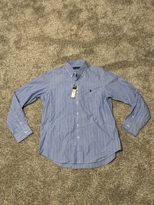 Polo Ralph Lauren Hemd Herren Large marineblau/weiß blau gestreift Langarm neu mit Etikett - Bild 1 von 10