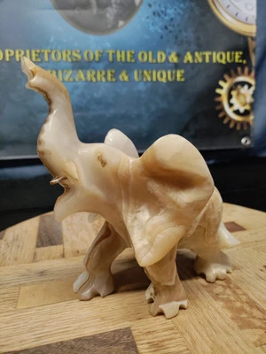 Vintage Onyx Stone Hand Carved Elephant  - Image 1 of 4