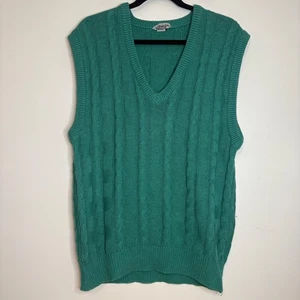 Henry Forman grün Zopfmuster Pullover Weste Herren L V-Ausschnitt Pullover Vintage USA - Bild 1 von 4