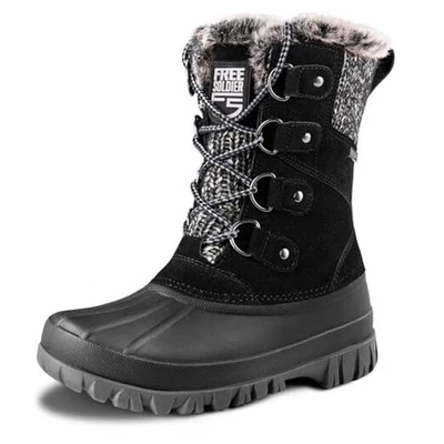  Women's Waterproof Winter Cold Weather Snow Boots for Women Outdoor 11 Black - Image 1 of 4