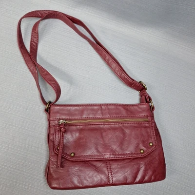 Cartera Bandolera Bueno Vintage Granate Borgoña Imitación Cuero Foto 1 de 4