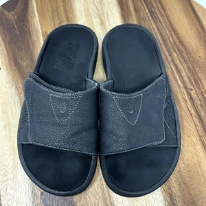 Olukai Nalu Slides Men's Size 8 Slip On Sandals Black Adjustable Strap  - Picture 1 of 7