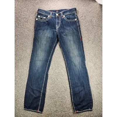 Pantalones de mezclilla rectos relajados True Religion Ricky para hombre 32 azul costuras rojas Foto 1 de 4