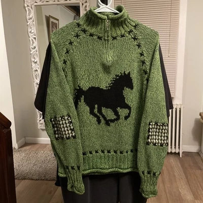 Suéter vintage Timberlea Running Horse tejido 1/4 cremallera talla mujer’s grande Foto 1 de 4