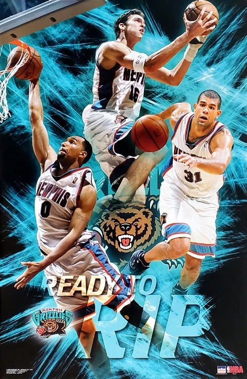 Pôster Memphis Grizzlies pronto para rasgar time de basquete NBA 12x8 polegadas placa de metal - Imagem 1 de 1