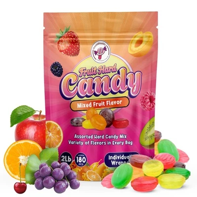 2lb Assorted Fruit Hard Candy – Bulk Individually Wrapped Candy Mix – 170 Pie... - Image 1 of 4