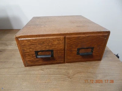 Caja archivador catálogo tarjetas índice biblioteca madera 2 cajones industrial vintage Foto 1 de 4