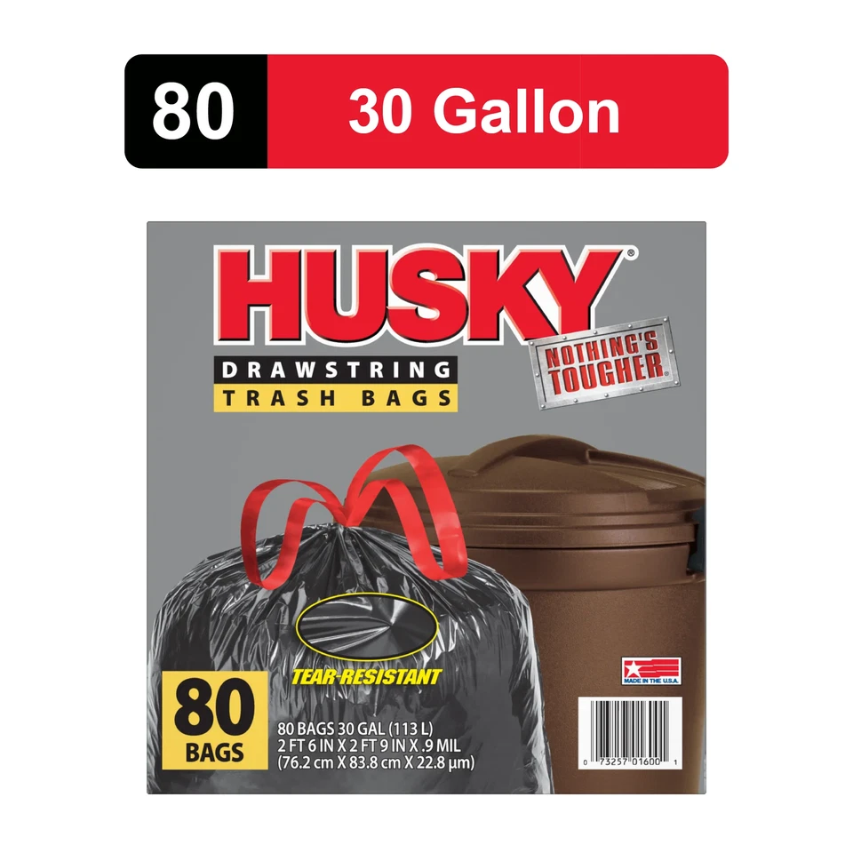 30 Gallon Large Drawstring Trash Bags, 80 Bags - Image 1 of 4
