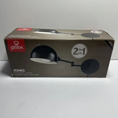 Globe Jones 1-Light Plug-In or Hardwire Wall Sconce Dark Bronze 51796 - Image 1 of 4