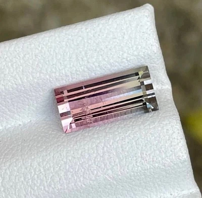 2.24 Carats Bicolor Tourmaline Baguette Cut Natural Afghani Loose Gemstone - Image 1 of 4