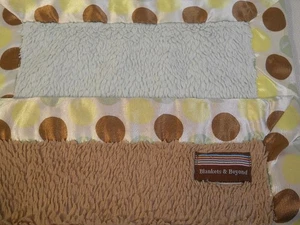 Blankets & Beyond Polka Dots satin trim brown & green baby security blanket - Picture 1 of 3