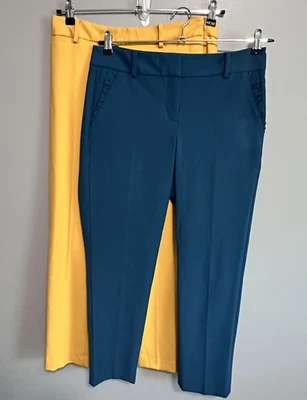 Calça de tornozelo Talbots Chatham amarela azul-petróleo frente plana feminina tamanho 4 lote de 2 - Imagem 1 de 4