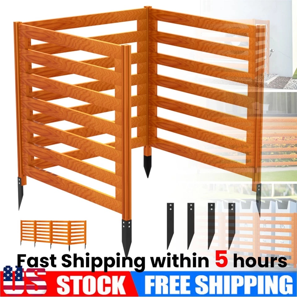 Paneles de valla de aire acondicionado, pantallas de privacidad de madera para exteriores de 36"x36"x36" con 4 estacas Foto 1 de 4