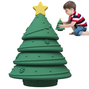 Montessori Toddler Teething Toys Silicone Stacking Blocks Christmas Tree usual - Picture 1 of 5