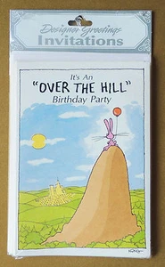 Tarjetas de invitación de fiesta de cumpleaños 8pk It's An "OVER THE HILL" saludos de diseñador - Imagen 1 de 1
