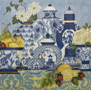 Needlepoint Handpainted Kelly Clark The Lemon Blues w/ Stitch Guide - Picture 1 of 4