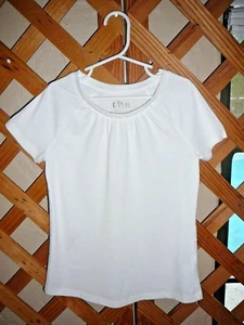 CIRCO KNIT TOP~White~Raglan Short Sleeves~Elastic Gathered Neck~Girls M (7-8) - Picture 1 of 2