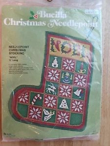 Vintage Bucilla Weihnachten Nadelspitze Strumpf Kit, "Noel", #60330, versiegeltes Kit - Bild 1 von 2