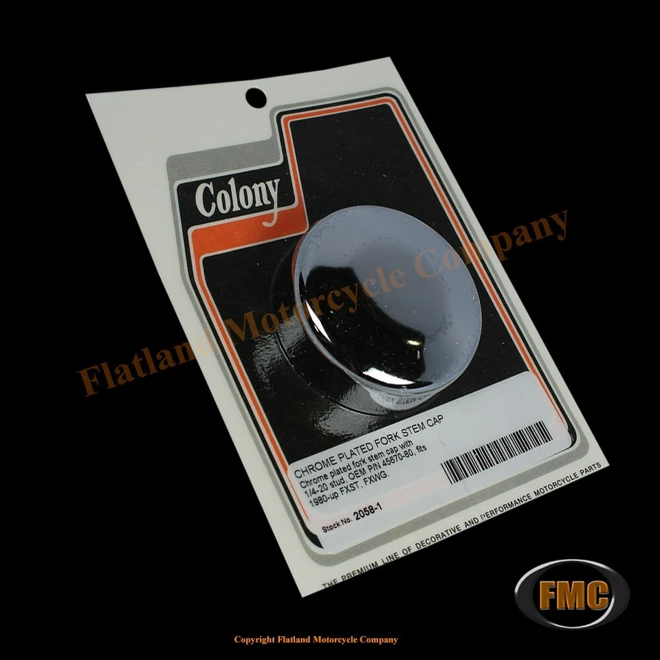 Colony 2058-1, Fork Stem Cap & Stud, 1980-Up FXST & FXWG, P/N 45670-80, Chrome Foto 1 de 1