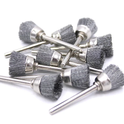 HOBBYPOWER24 10x Edelstahl Stahldrahtbürste Topfbürste Topfdrahtbürste für Dremel Proxxon