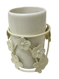 (24956) VASO BAÑO CERAMICA FORJA MARGARITA CREMA - Foto 1 di 1