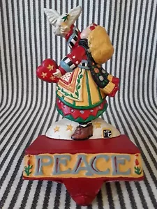 VTG w/TAG MARY ENGELBREIT PEACE DOVE & HEART IRON CHRISTMAS STOCKING HOLDER HOOK - Picture 1 of 7