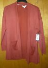 New Womens  OX  (14W)  Brown Spiced Cider 2 Pocket Cardigan Sweater Long Sleeve