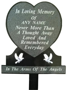 Personalised Large Memorial Plaque Heart Shape Temporary Grave Stone Marker - Picture 1 of 1