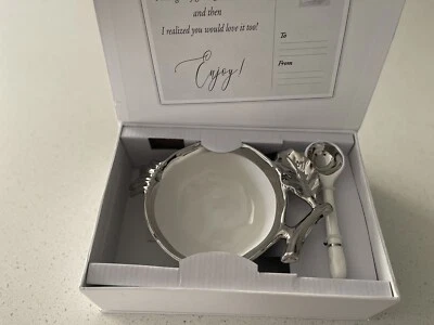 Pomegranate bowl and spoon set -White/Silver - Image 1 of 4