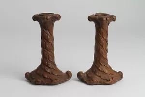 Par de candelabros de madera sirocó vintage portavelas hojas florales - Imagen 1 de 4