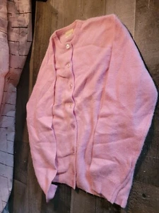 Vintage evan picone pink button up cardigan lambs wool - Picture 1 of 4