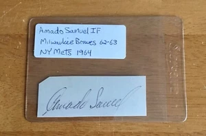 Amado Samuel Milwaukee 1962 Braves 1964 Mets Signed Autograph Album Page Cut Sig - Picture 1 of 2