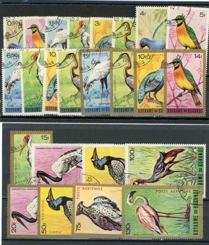Burundi 1965 Birds Scott# 111-25,C8-16 Canceled Cover