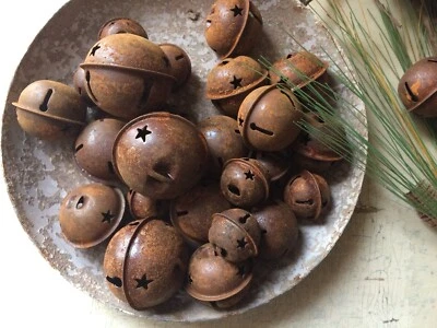 CONJUNTO/16 Jingle de Sinos de Estanho Ferrugem 1", 1.5", 2" Estrelas Recortes de Recorte 25-50mm - Imagem 1 de 4