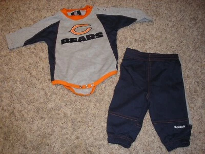 Chicago Bears Infantil 3/6 Meses Conjunto Camiseta y Pantalones Una Pieza Reebok NFL Fútbol Foto 1 de 4